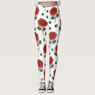 Legging Rose rouge élégante et empreinte de patte 