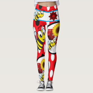 legging rouge longue adolescente abeille jaune