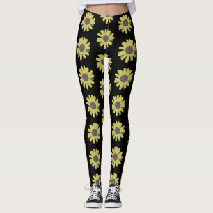 Legging Simple Motif Botanique Tournesol Yoga
