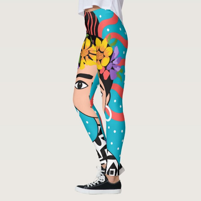 Legging Vue de Profil de Frida Kahlo - Yoga Visage (Gauche)