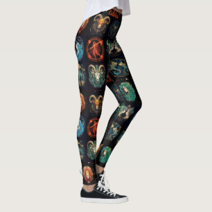 Leggings 12 Signes du Zodiac personnalisé noir haute qualit