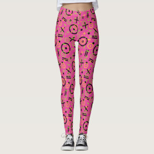 Leggings 1980/90 Retro Neon Pink Doddle Motif