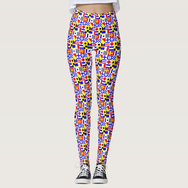Leggings 2 couches - Drapeaux de signalisation nautiques Fo (Devant)