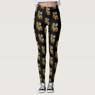 Leggings 3 chiens Golden Doodle hurlant à la Lune Chiens mi
