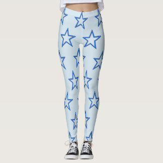 Leggings - 3-D Blue Stars