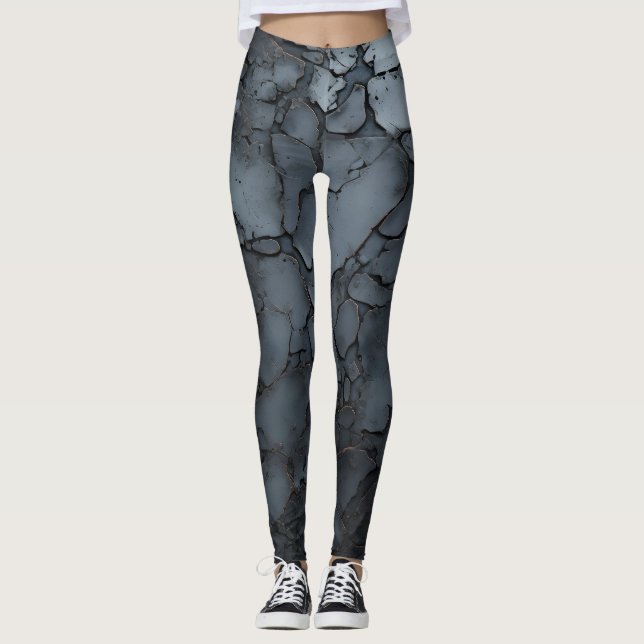 Leggings 3D en métal forgé, craqué (Devant)