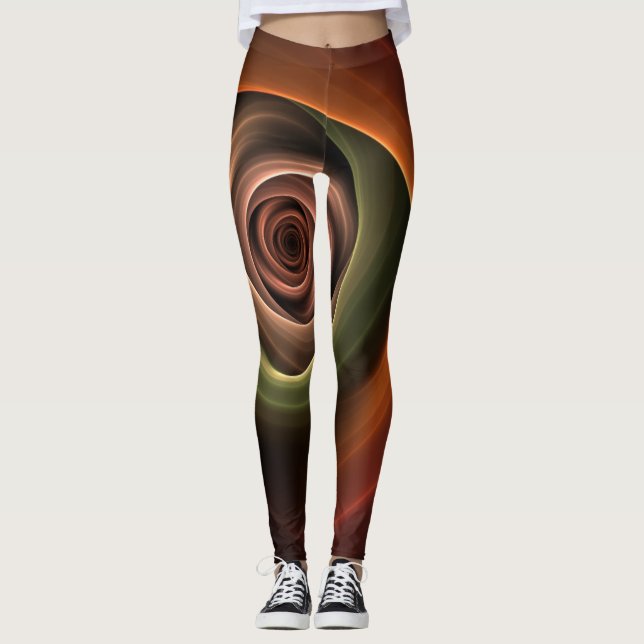 Leggings 3D Spirale Abstraite couleurs chaudes Art fractal  (Devant)