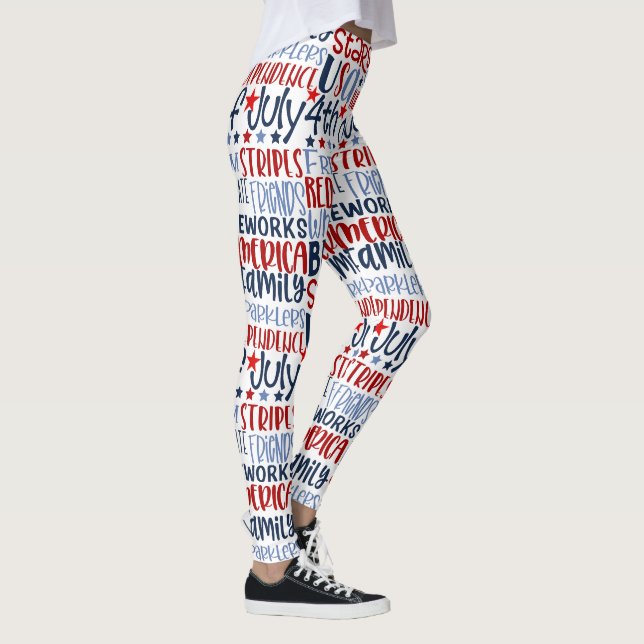 Leggings 4 juillet Rouge Blanc Bleu avec étoiles Qualité (Droite)