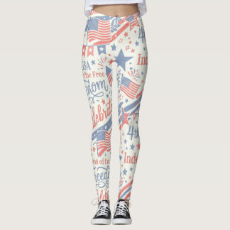 Leggings 4 juillet typographie vintage Liberté
