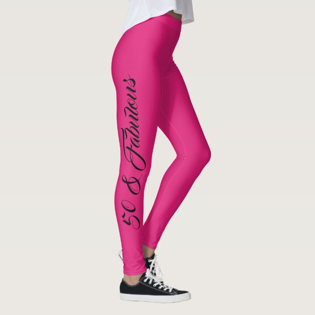 Leggings 50 Fabuleux Hot Pink White Soirée d'Anniversaire (Droite)