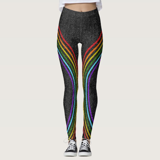 Leggings 6 Couleur Parties scintillant arc-en-ciel sur bril (Devant)