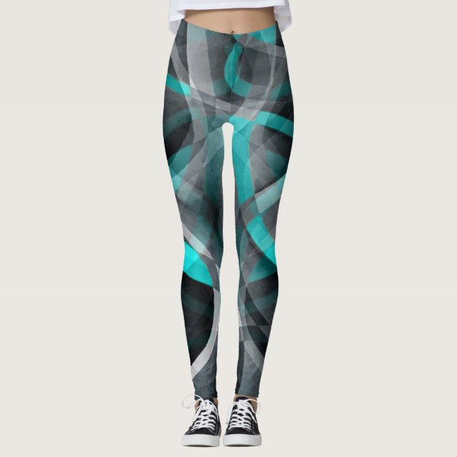 Leggings 80 Turquoise et gris Arché Motif (Devant)