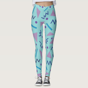 Leggings 80s 90s Memphis style géométrique bleu