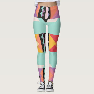 Leggings 8 bandes et triangles colorés