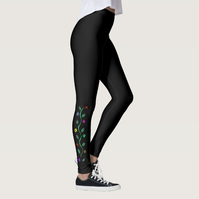 Leggings 8 Fleurs de couleurs différentes ~ Arrière - plan  (Droite)