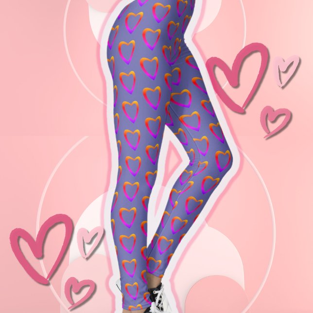 Leggings 90s Rétro Chauffages colorés Motif Valentines (Créateur téléchargé)