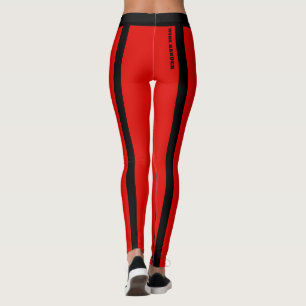 Leggings à bandes rouge et noire personnalisés
