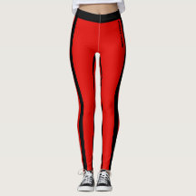 Leggings à bandes rouge et noire personnalisés