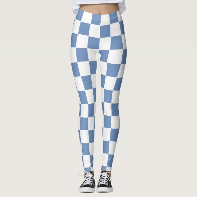 Leggings à damiers bleu/gris et blanc (Devant)
