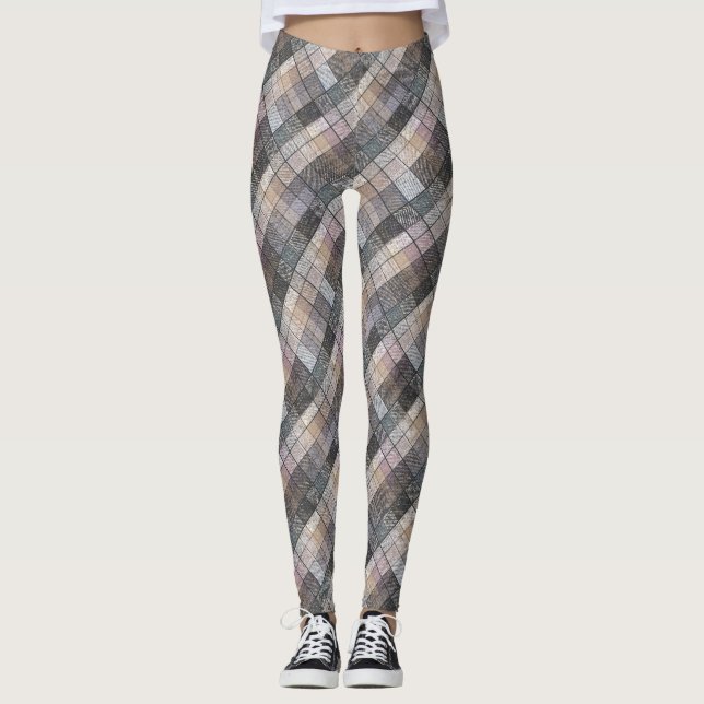 Leggings à damiers gris. (Devant)