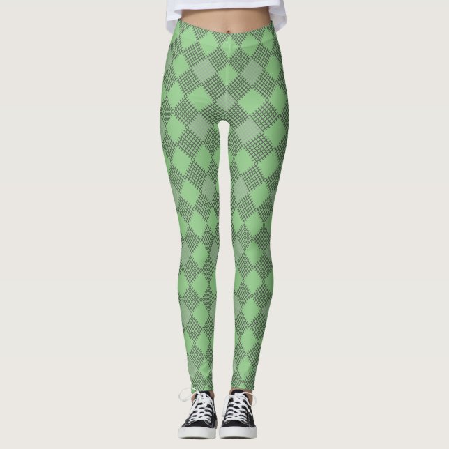 Leggings à damiers motif 01 w LGreen BG (Devant)