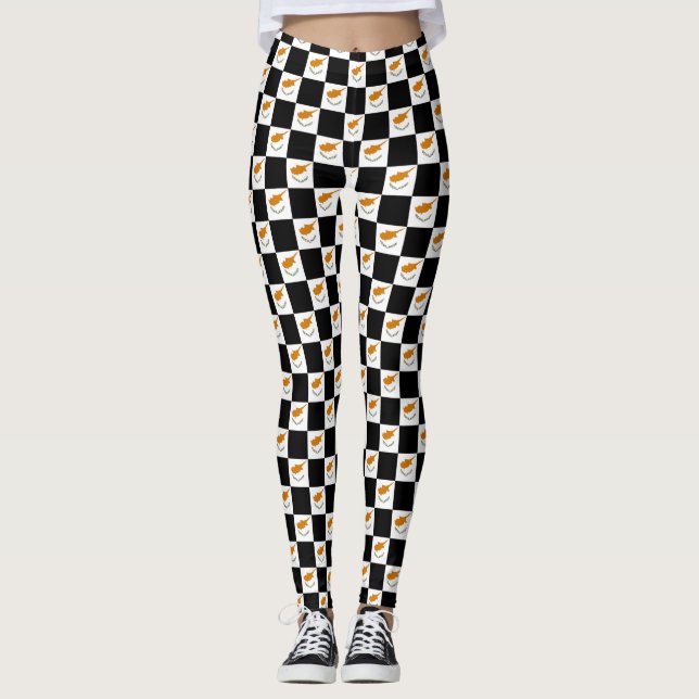 Leggings à damiers Motif du drapeau chypriote (Devant)
