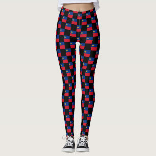 Leggings à damiers Motif du drapeau du Liechtenstein