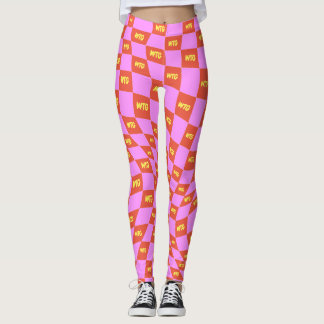 Leggings à damiers néon rose orange jaune monogrammé