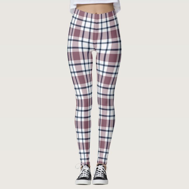 Leggings À damiers rétro gris motif gris clair (Devant)