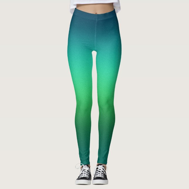 Leggings à dégradé de vert à sarcelle Ombre Yog at (Devant)