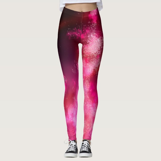 Leggings à flamme rose ciel nocturne (Devant)