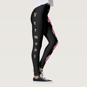 Leggings à fleur rouge de l'État du Vermont noir