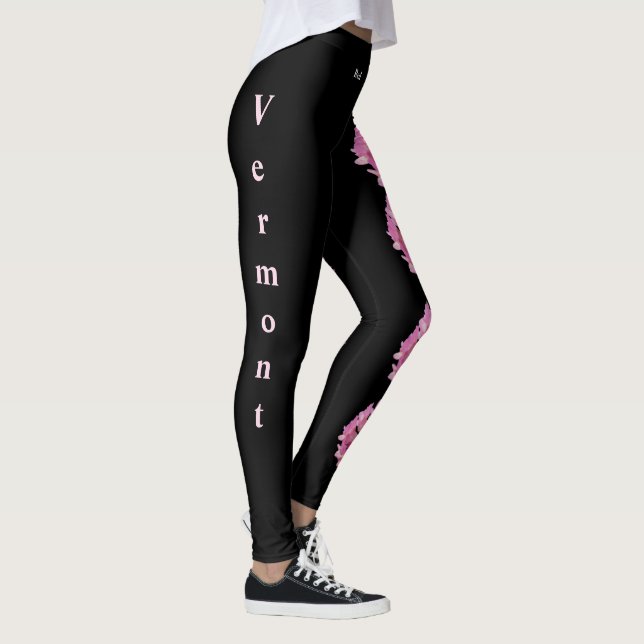 Leggings à fleur rouge de l'État du Vermont noir (Droite)