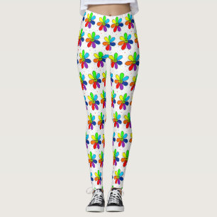 Leggings à fleurs arc-en-ciel