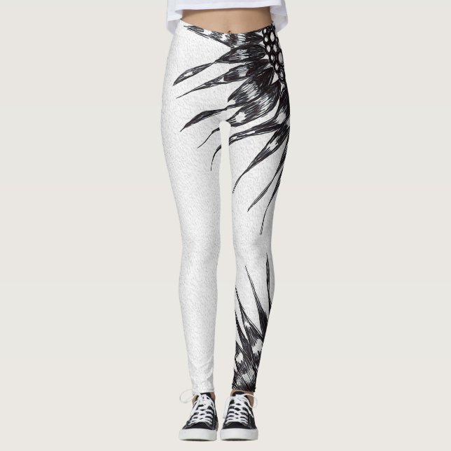 Leggings à fleurs encrées (Devant)