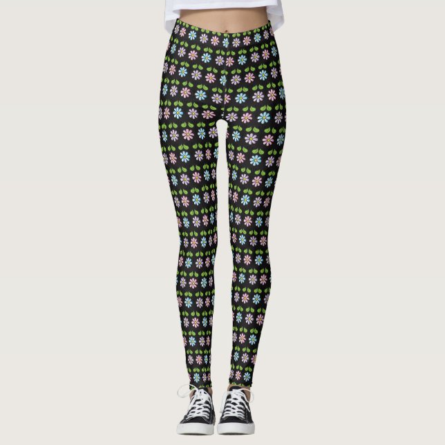 Leggings à fleurs multicolores stylés (Devant)