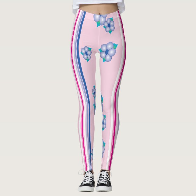 Leggings à fleurs rose (Devant)