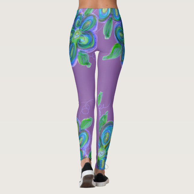 Leggings à fleurs violettes (Dos)
