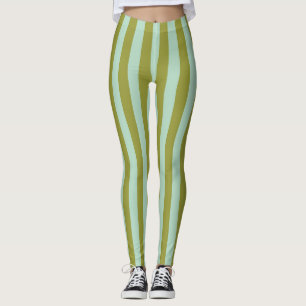 Leggings à grandes rayures de céleri et de menth