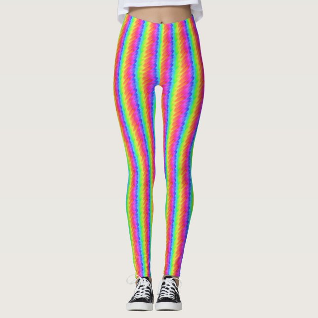 Leggings à impression verticale à bande arc-en-cie (Devant)
