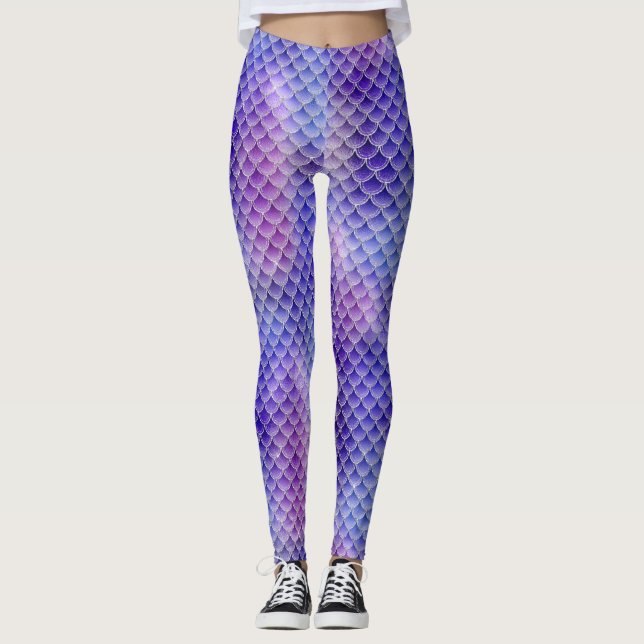 Leggings à l'échelle de sirène pourpre (Devant)