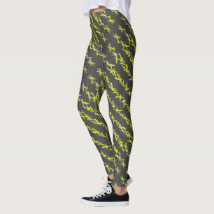 Leggings à motif abstrait jaune gris pastel