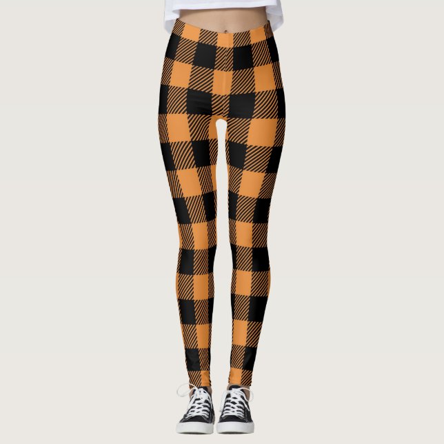 Leggings à motif carreaux d'automne (Devant)