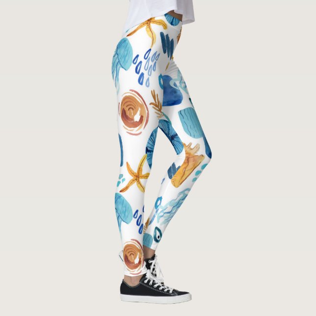 Leggings à motif continu de la vie océanique (Droite)