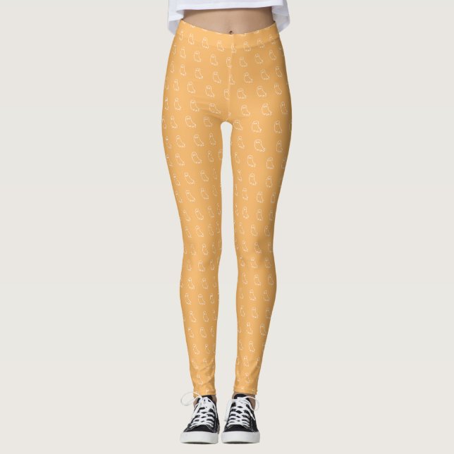 Leggings à motif de fantôme mignon pour Halloween (Devant)