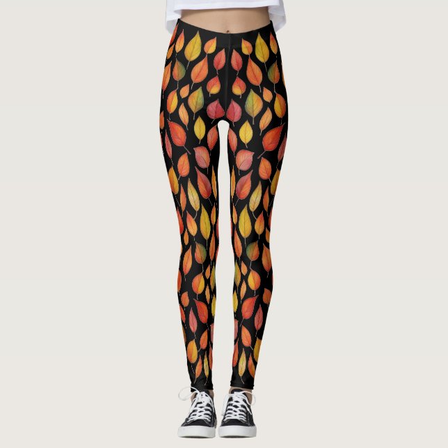 Leggings à motif de feuille d'automne – Conception (Devant)