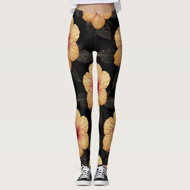 Leggings à motif de fleurs tropicales (Devant)