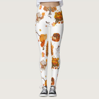 Leggings à motif de forêt automnale cosy - Automne