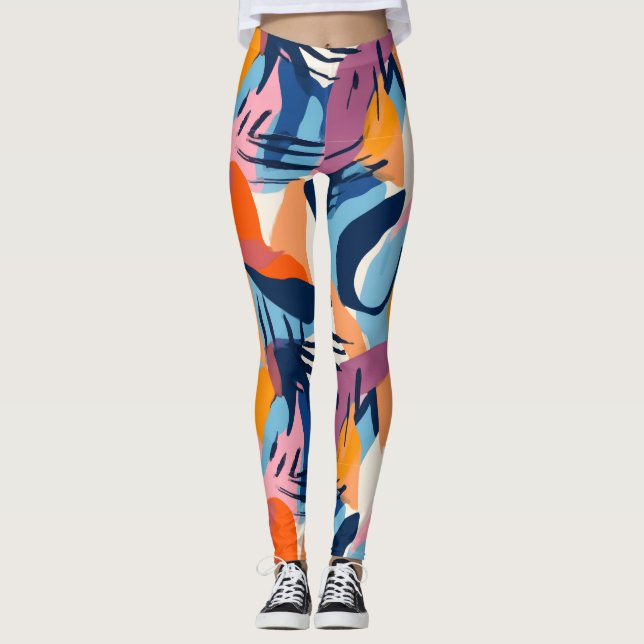 Leggings à motif de formes abstraites modernes et  (Devant)