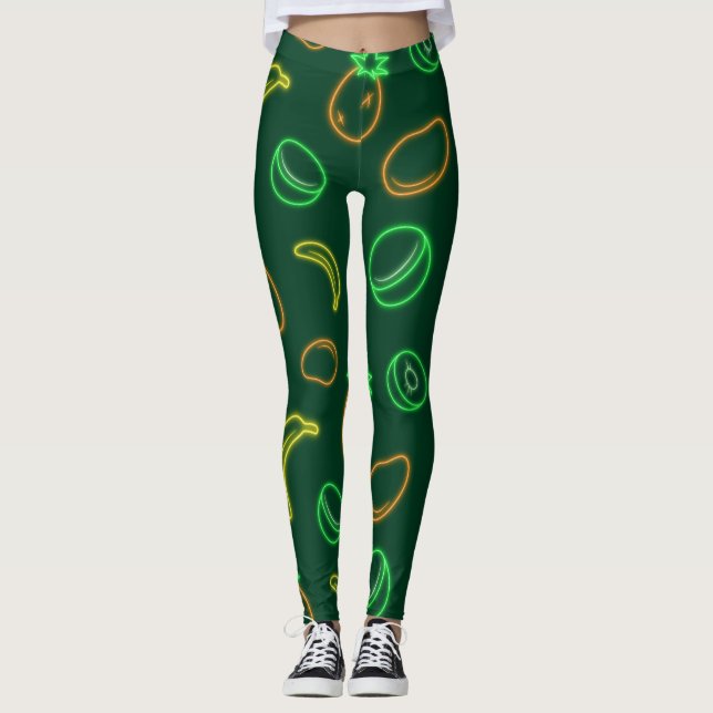 Leggings à motif de fruits tropicaux néon (Devant)